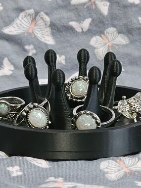3D Printed Black Crown Ring Holder Jewelry Dish